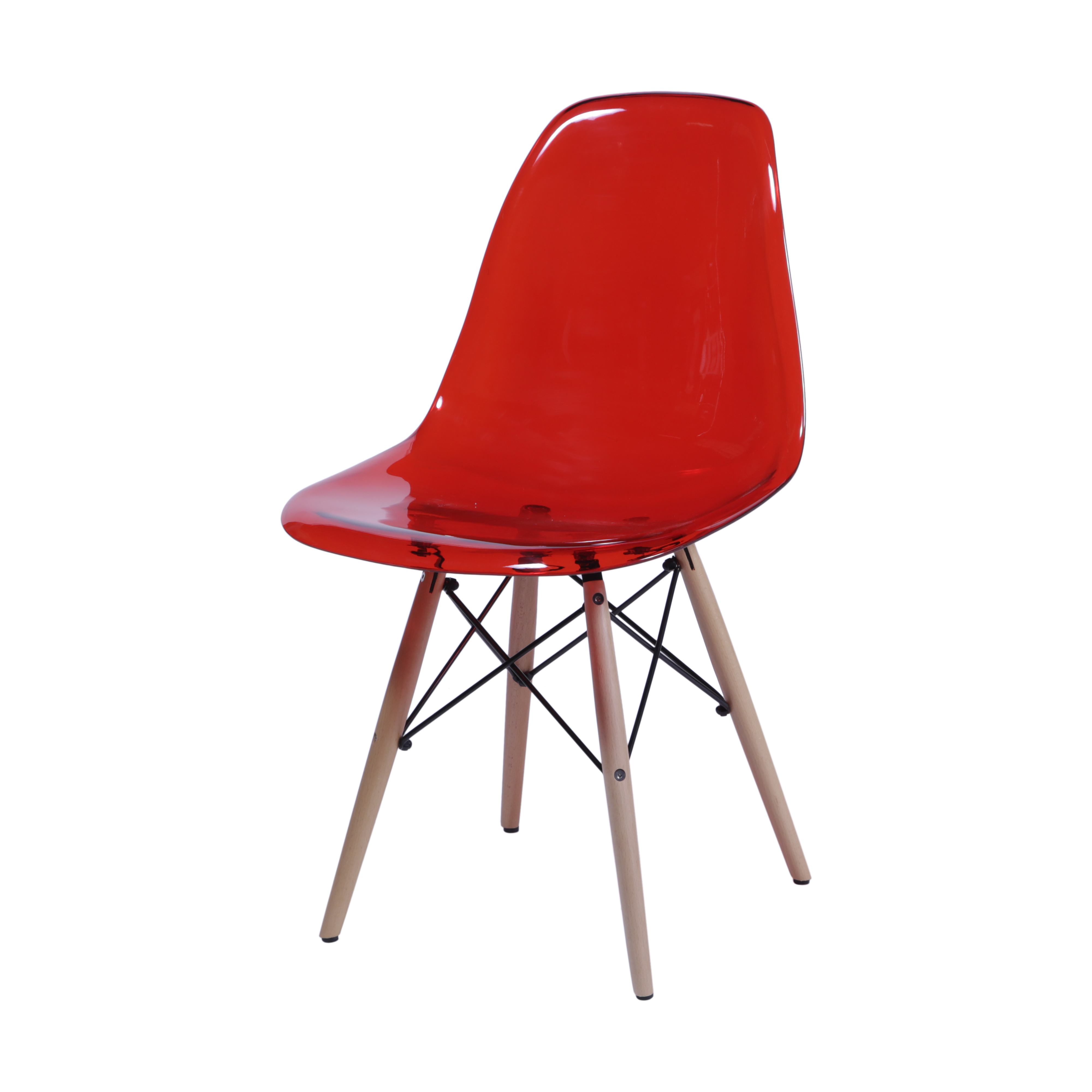 Eames Base De Madeira Vermelha