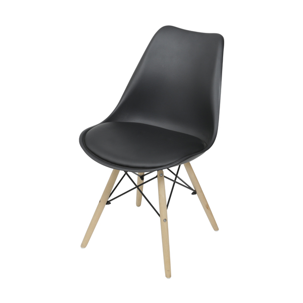 Eames Estofado Base De Madeira Preta